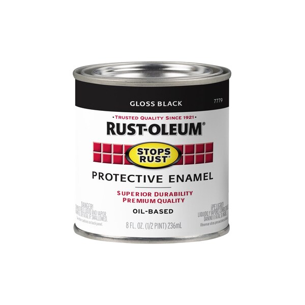 Rust-Oleum Interior/Exterior Paint, Gloss, Oil Base, Black, 1/2 Pint 7779-730 - main